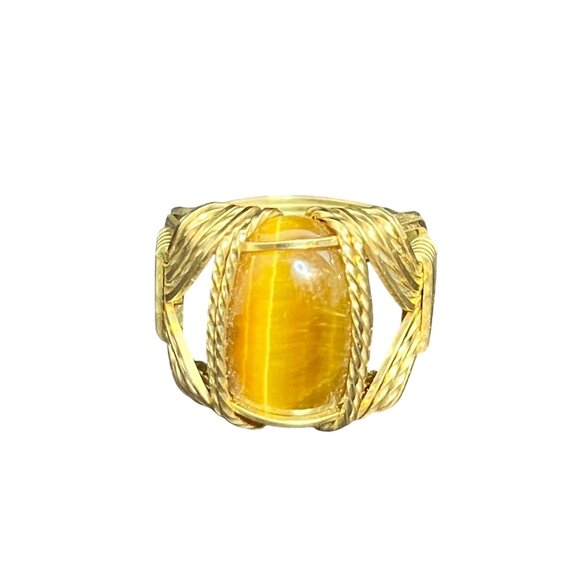 Unbranded Other - Vintage Gold Filled Wire Wrapped Tigers Eye Cabochon Men's Ring (R220-1)